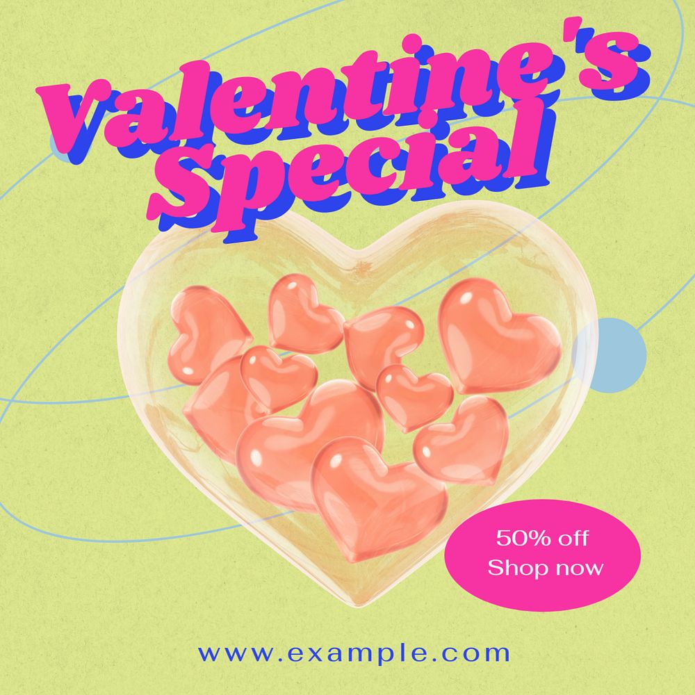 Valentine's special Instagram post template, editable text