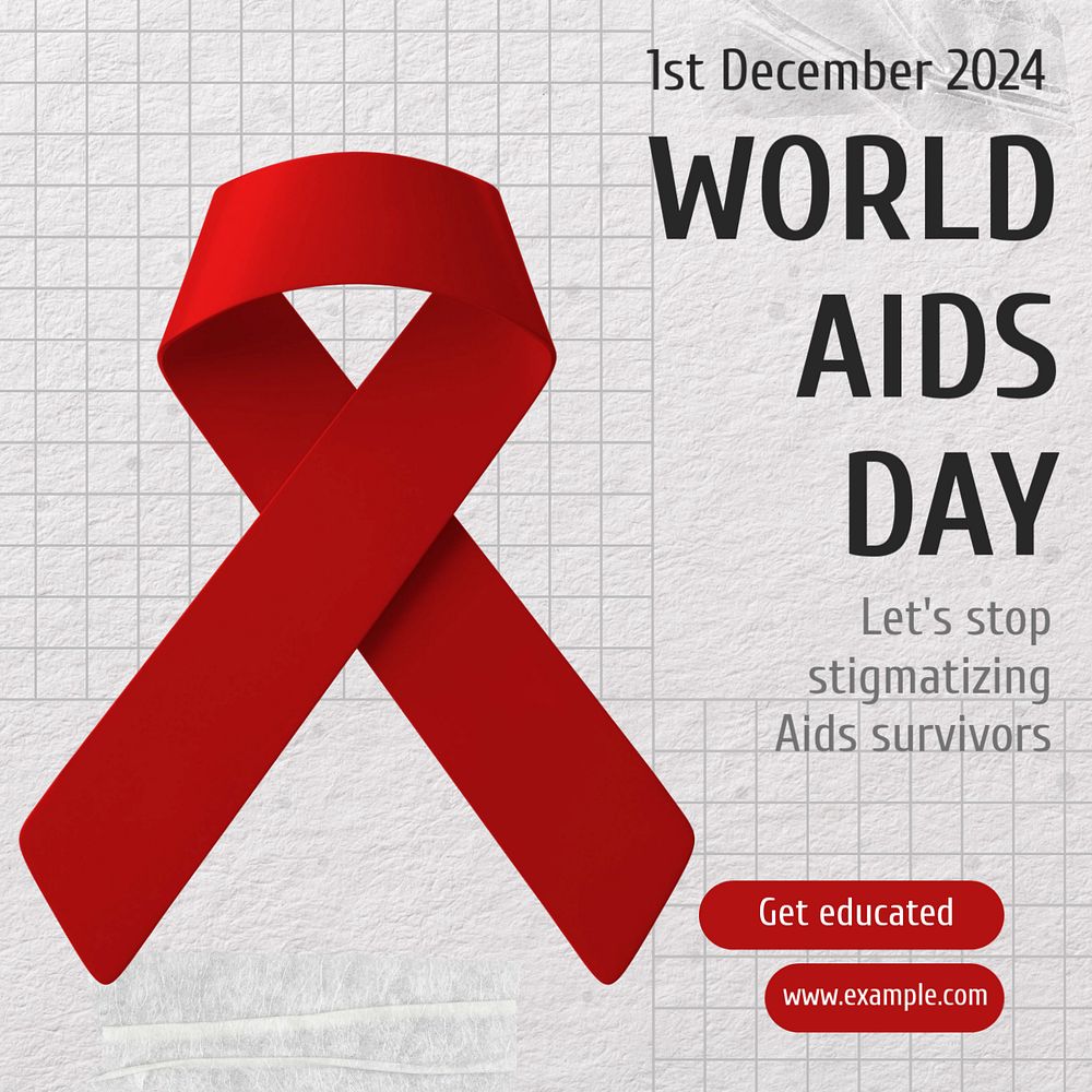 World aids day  Instagram post template, editable text