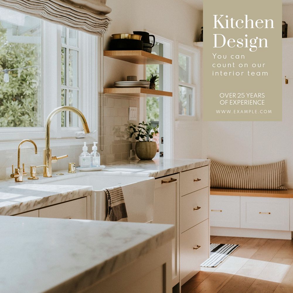 Kitchen design  Instagram post template, editable text