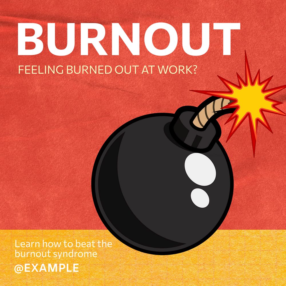 Burnout & stress Instagram post template, editable text