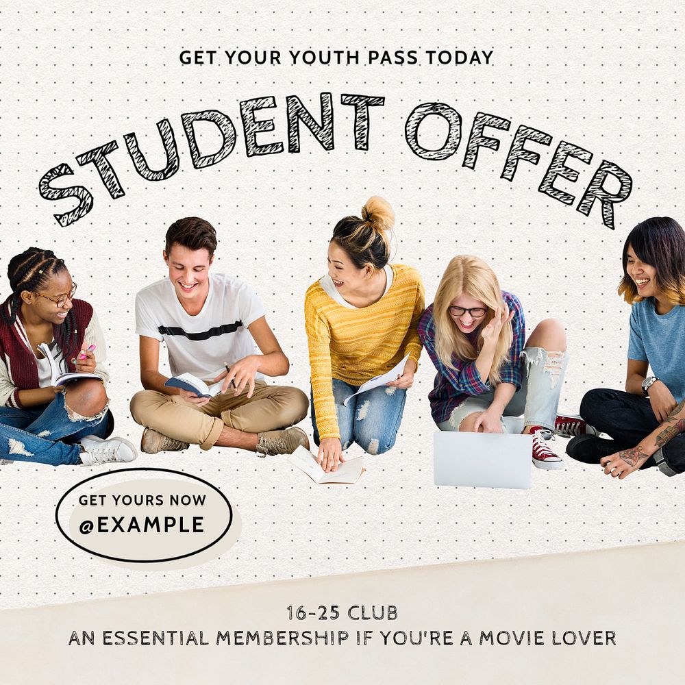 Student offer Instagram post template, editable text