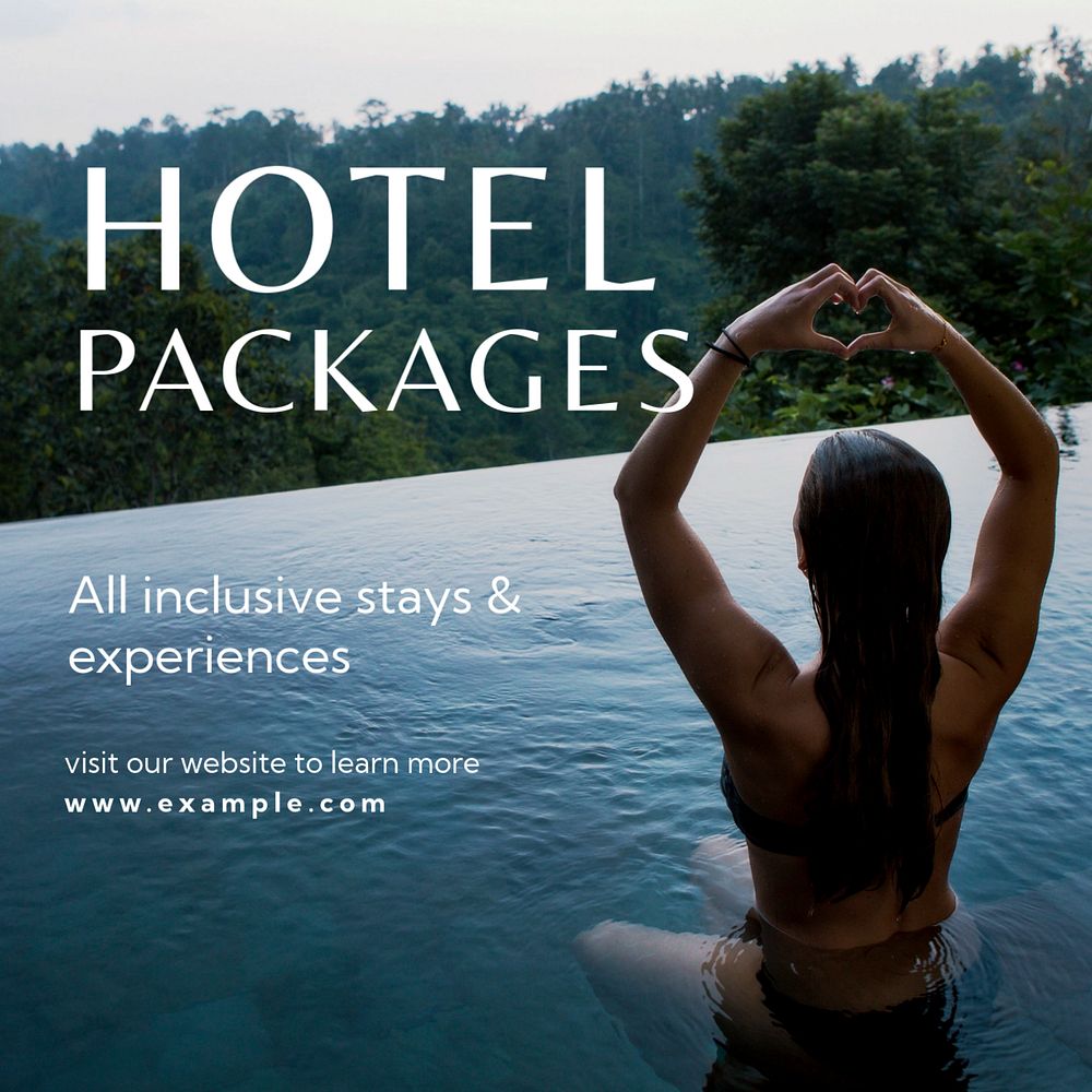 Hotel packages Instagram post template, editable text