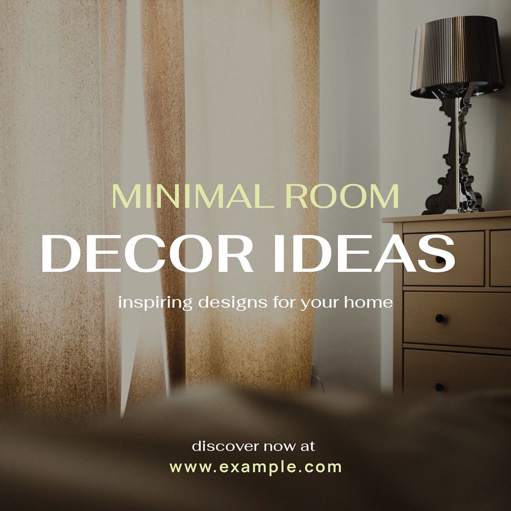 Minimal room decor Instagram post template, editable text