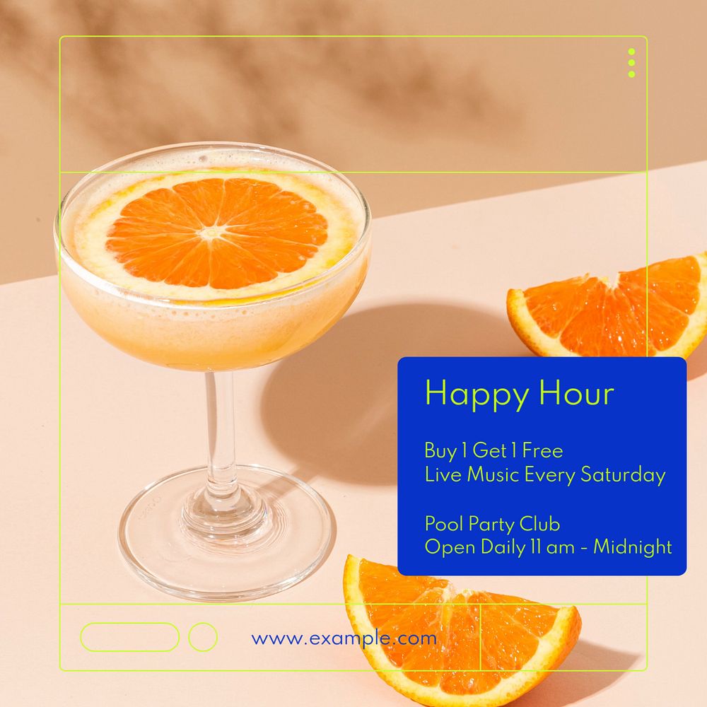 Happy hour   Instagram post template, editable text