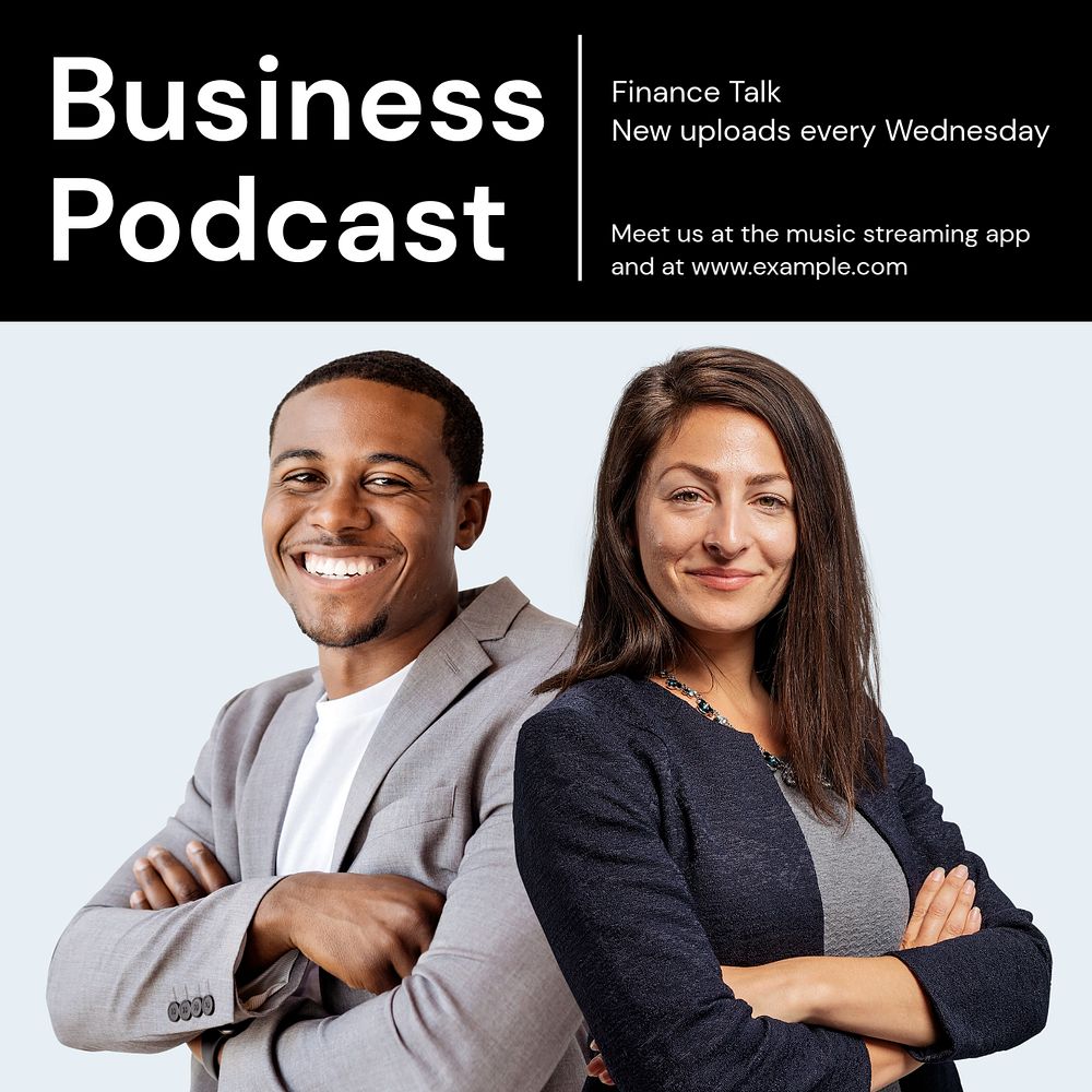 Business podcast Instagram post template, editable text