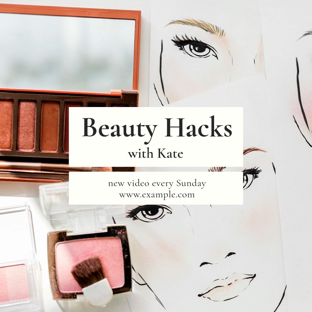 Beauty hacks Facebook post template, editable design