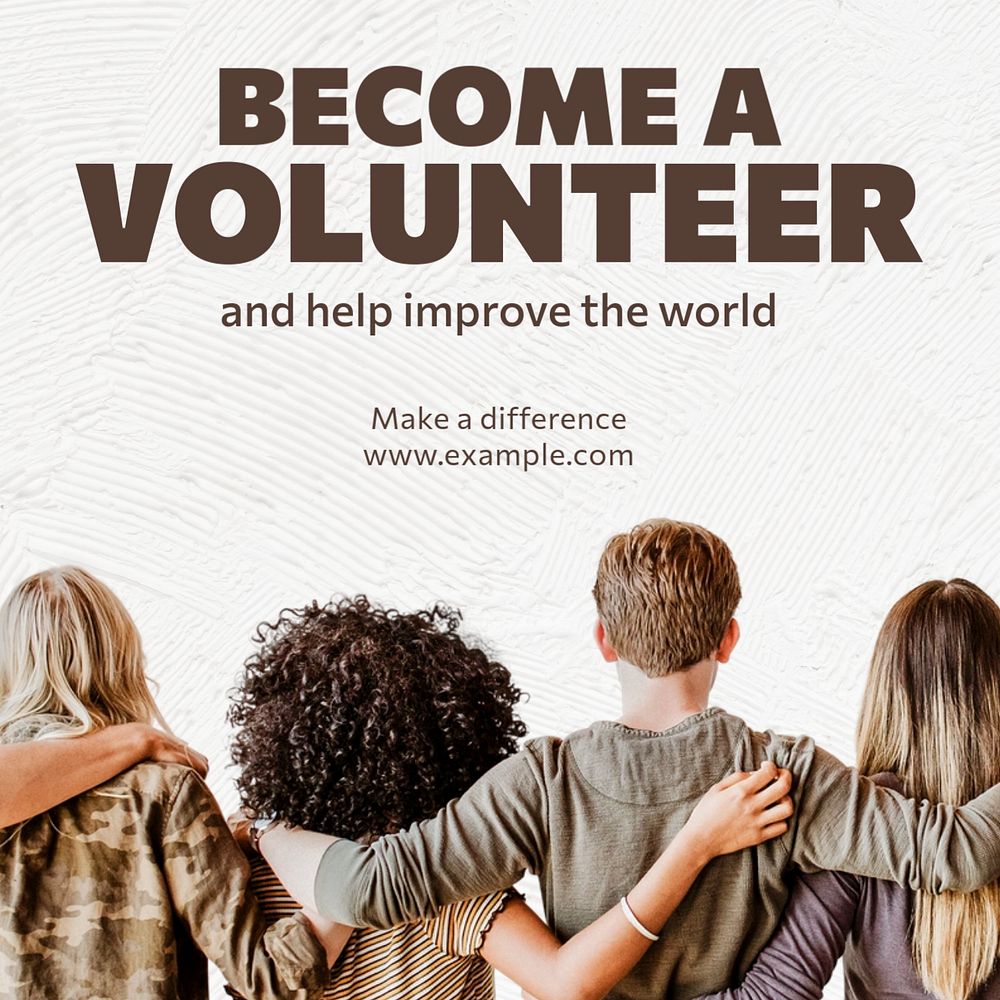 Become a volunteer Instagram post template, editable text