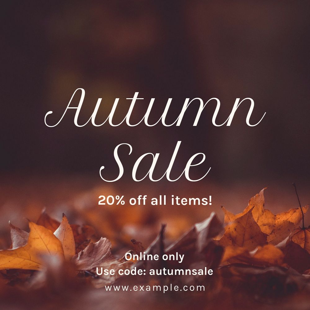 Autumn sale Instagram post template, editable text