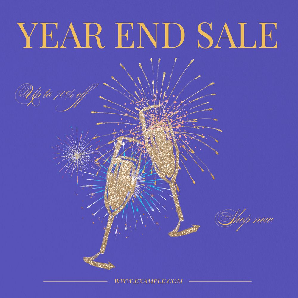 Year end sale Instagram post template, editable text