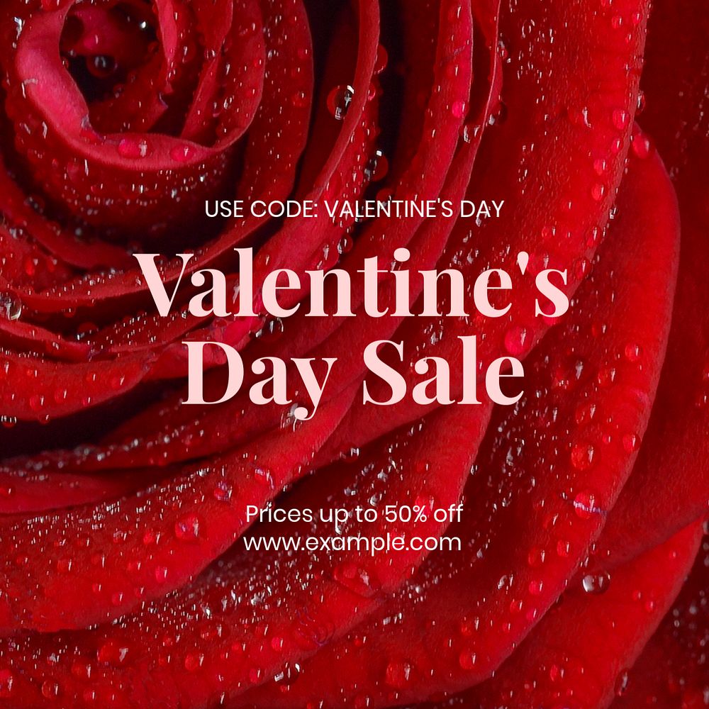 Valentine's Day sale Instagram post template, editable text