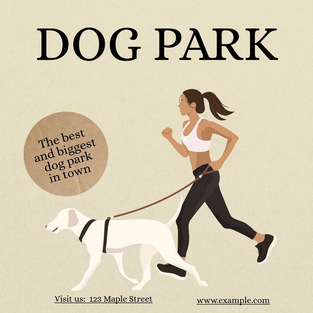 Dog park Instagram post template, editable text