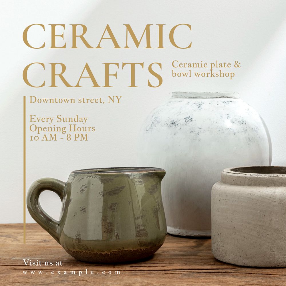 Ceramic craft Instagram post template, editable text