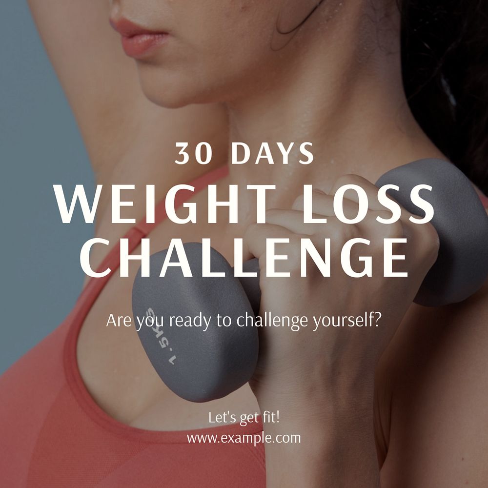 Weight loss challenge Instagram post template, editable text