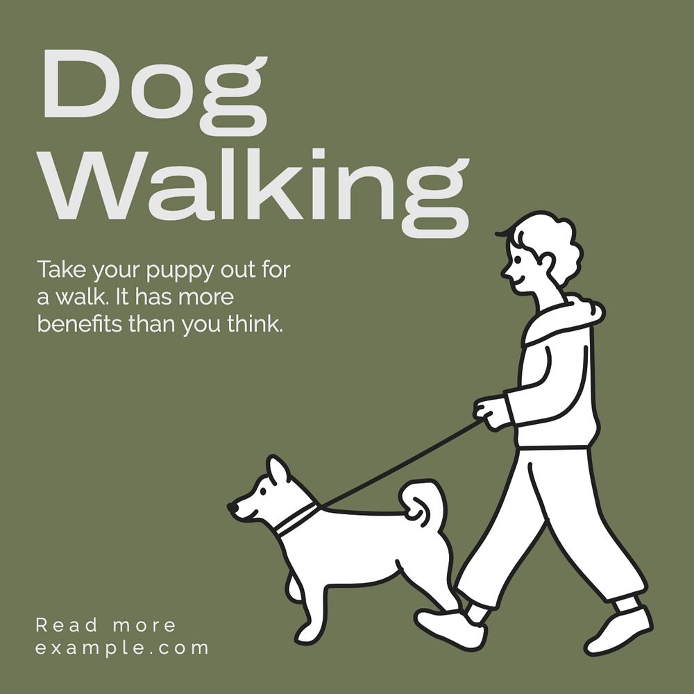 Dog walking benefits Instagram post template, editable text