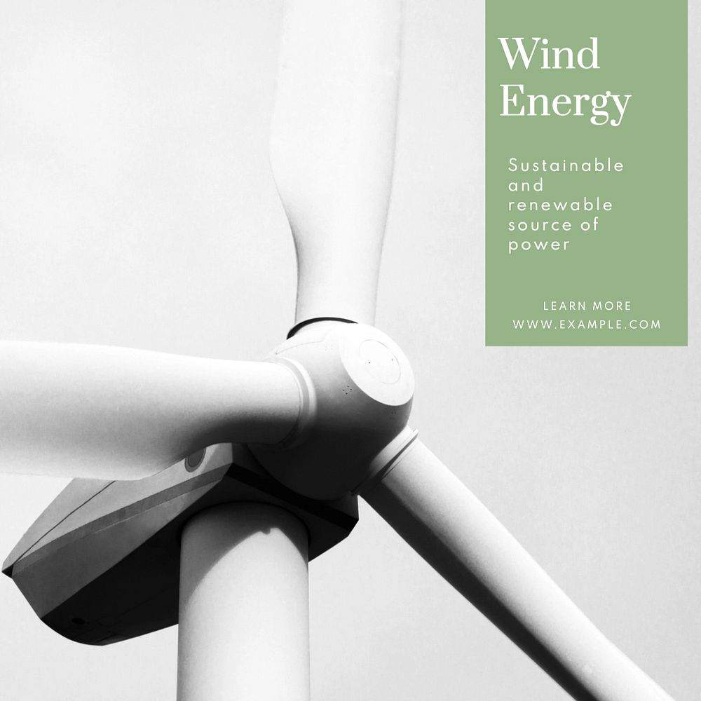 Wind energy Instagram post template, editable text