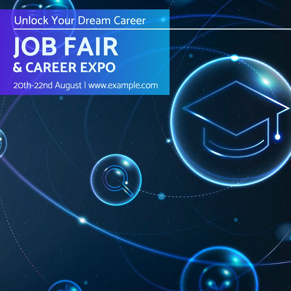 Job fair Instagram post template, editable text