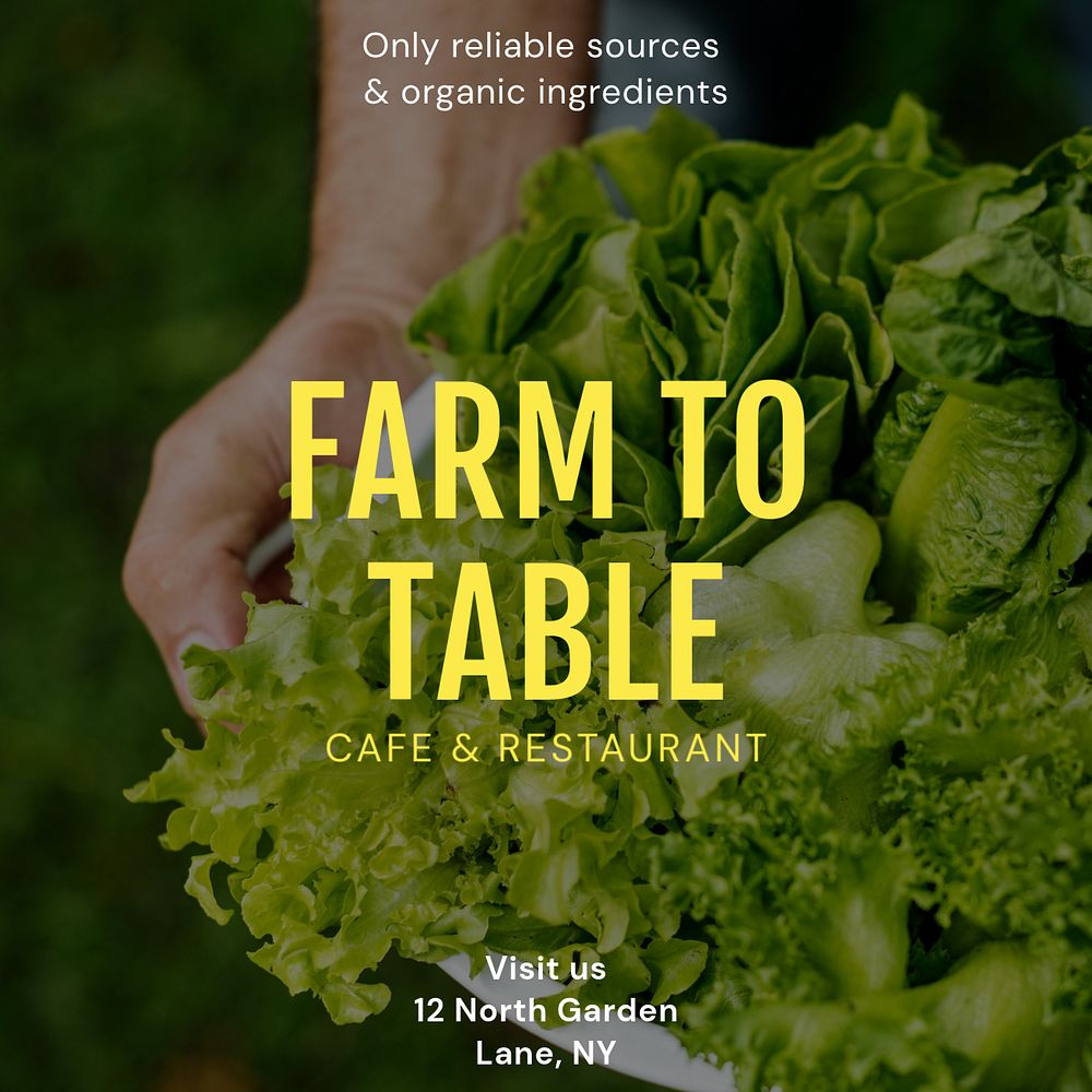 Farm to table Instagram post template, editable text