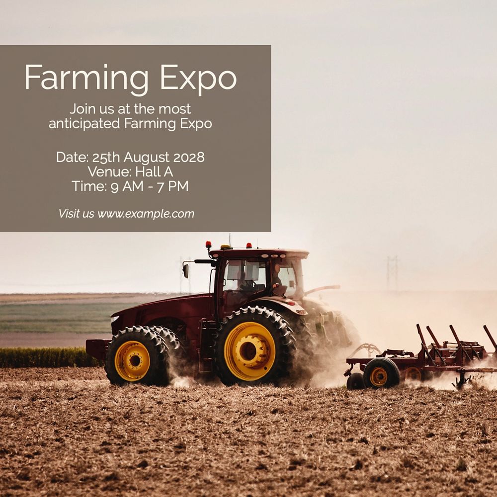 Farming expo Instagram post template, editable text