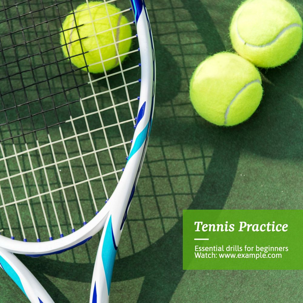 Tennis practice Instagram post template, editable text