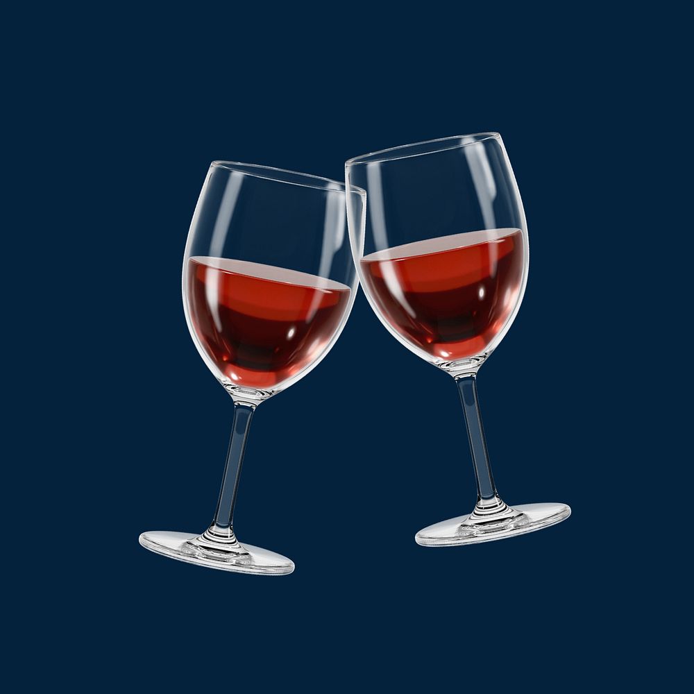 3D clinking wine glasses, element editable illustration