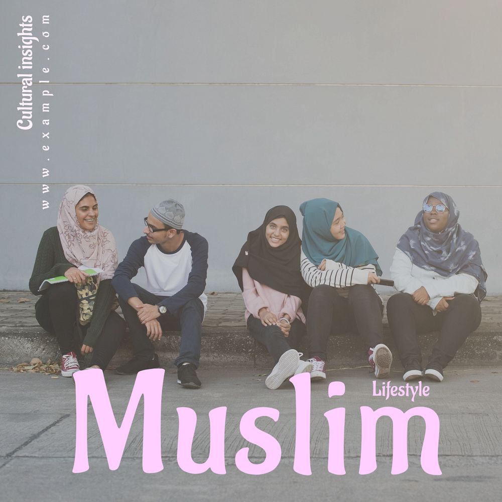 Muslim lifestyle Instagram post template, editable text