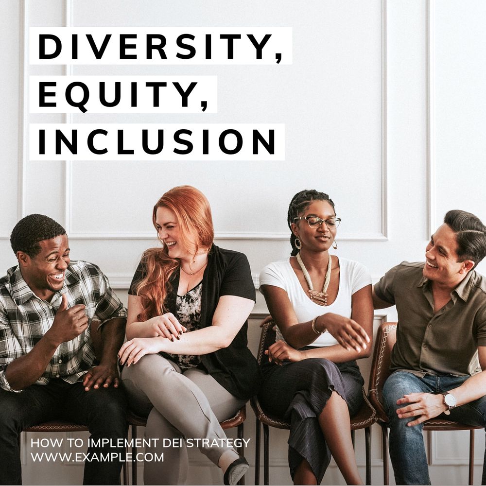 Diversity in workplace Instagram post template, editable text