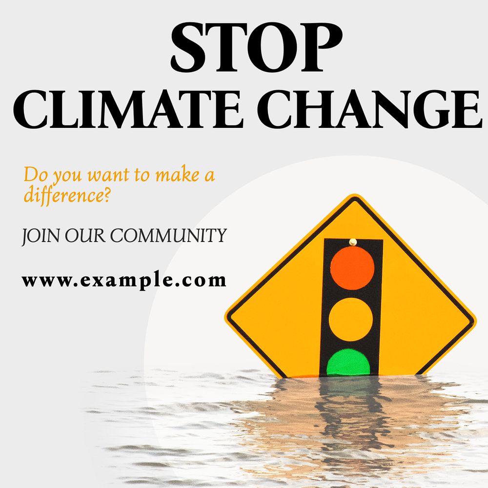 Stop climate change Instagram post template, editable text