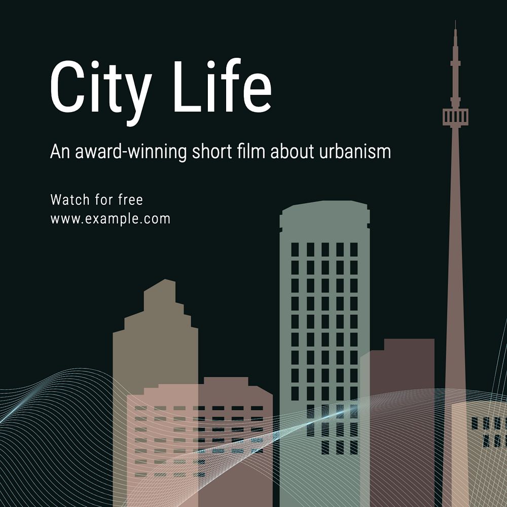 City life film Instagram post template, editable text