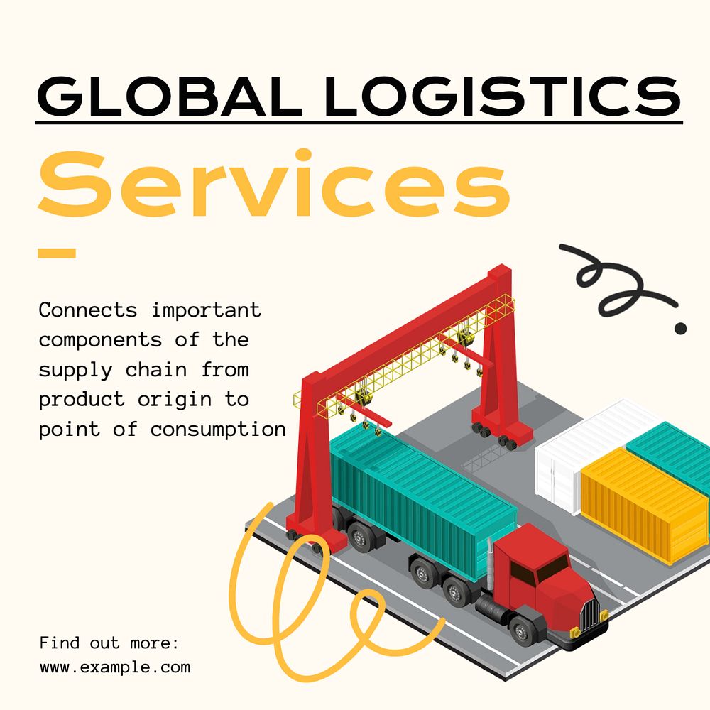 Global logistics Instagram post template, editable text