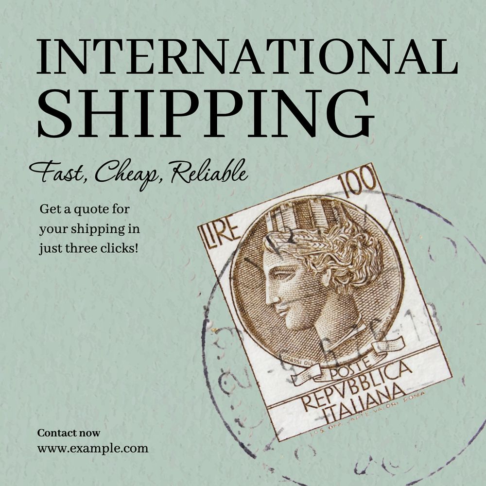 International shipping Instagram post template, editable text