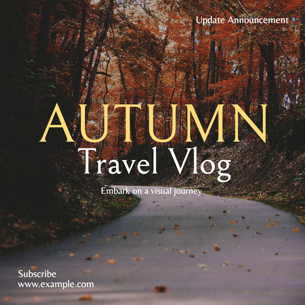 Autumn travel Instagram post template, editable text