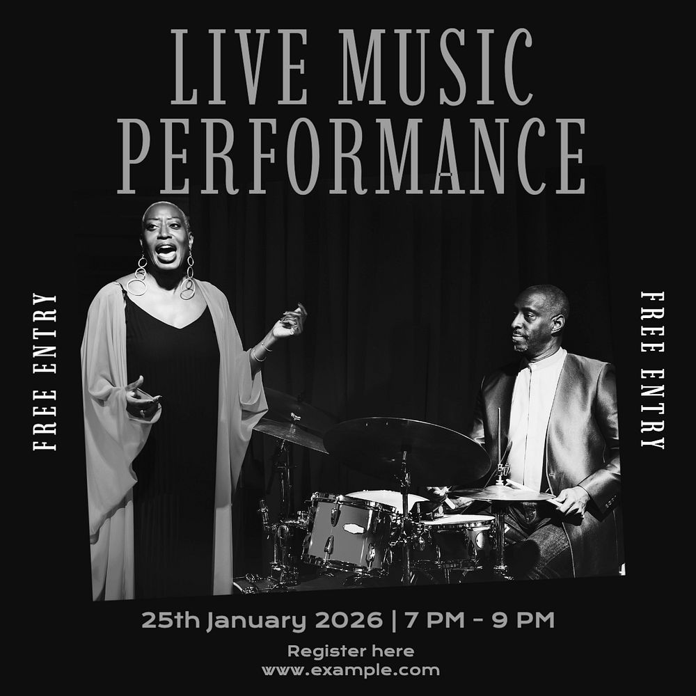 Live music performance Instagram post template, editable design