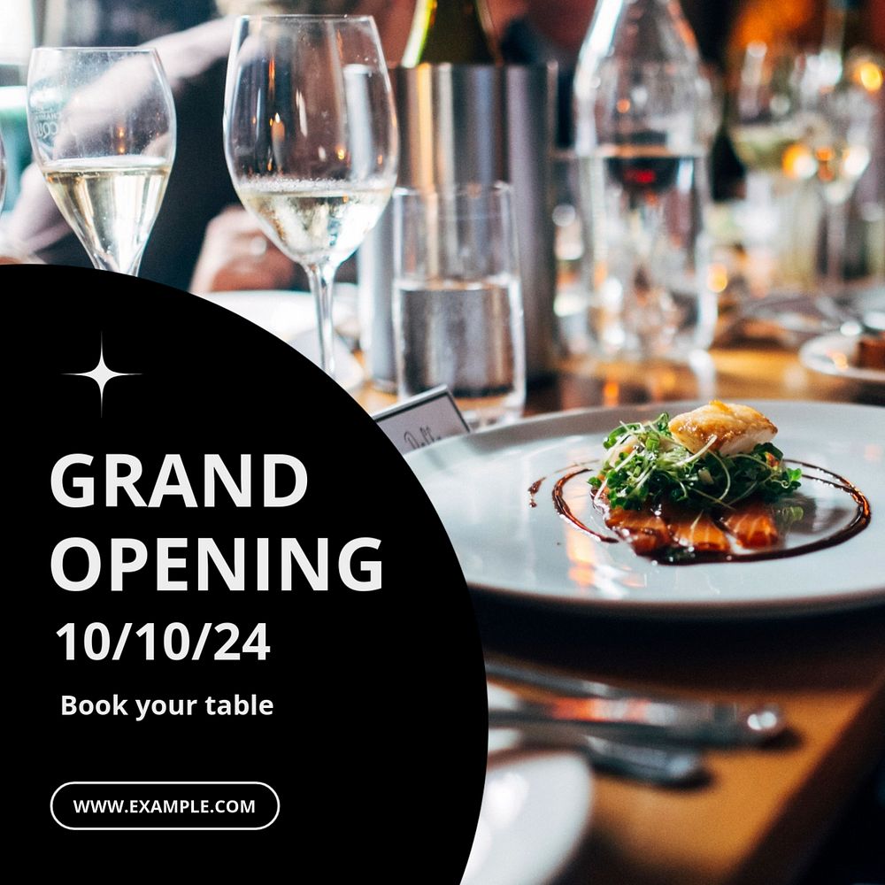 Grand opening Instagram post template, editable text