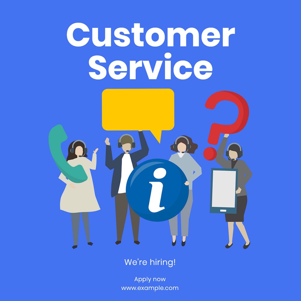 Customer service Instagram post template, editable text