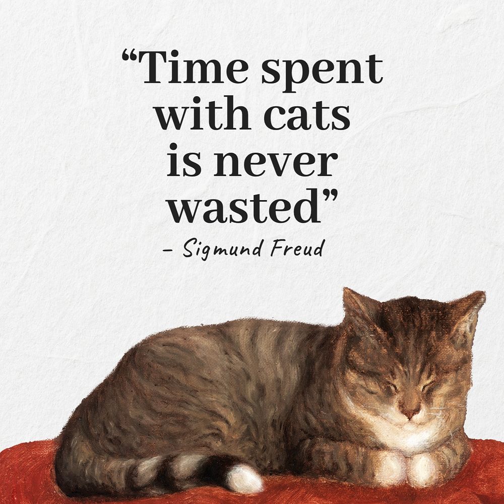 Freud's cat quote Instagram post template, editable text