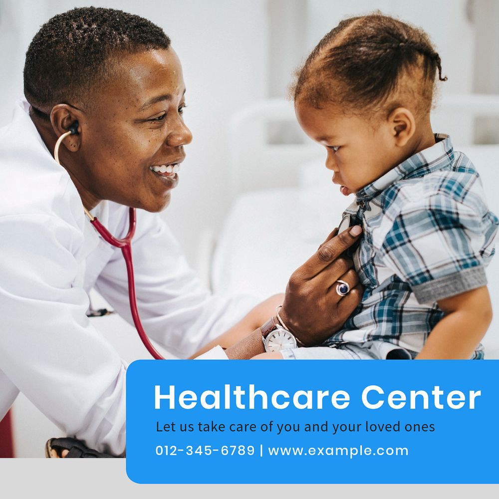 Healthcare center Instagram post template, editable text