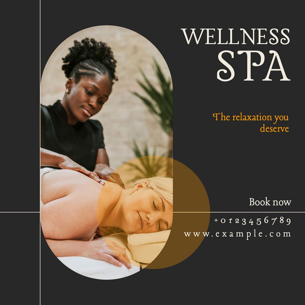 Wellness spa Instagram post template, editable text