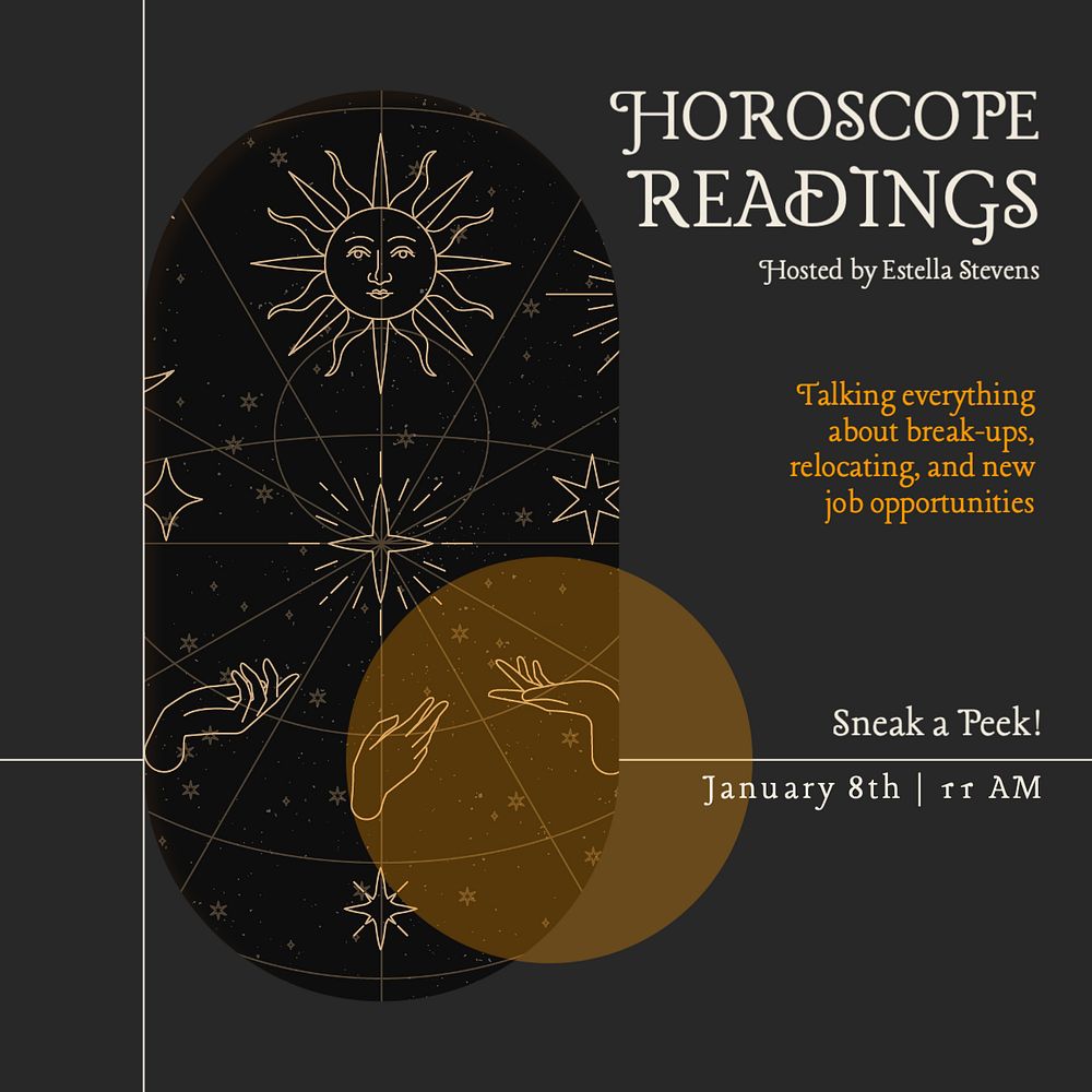 Horoscope readings Instagram post template, editable text