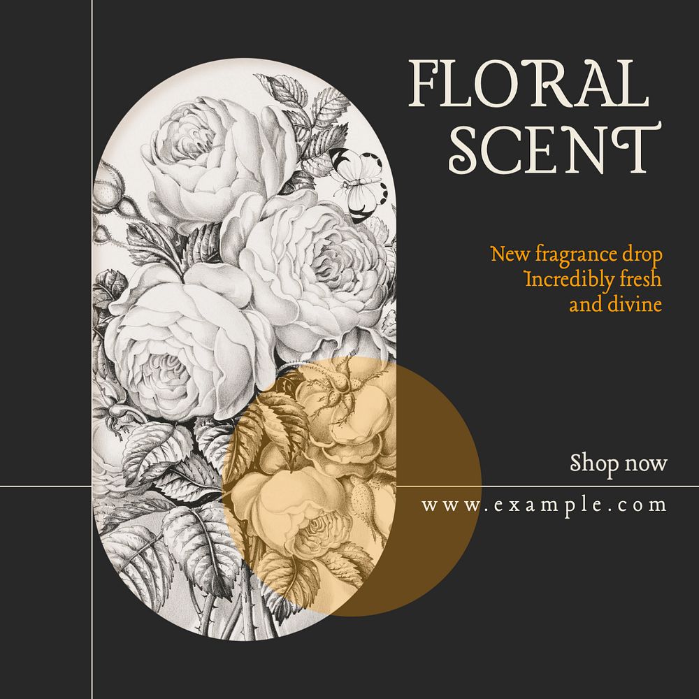 Floral perfume Instagram post template, editable text