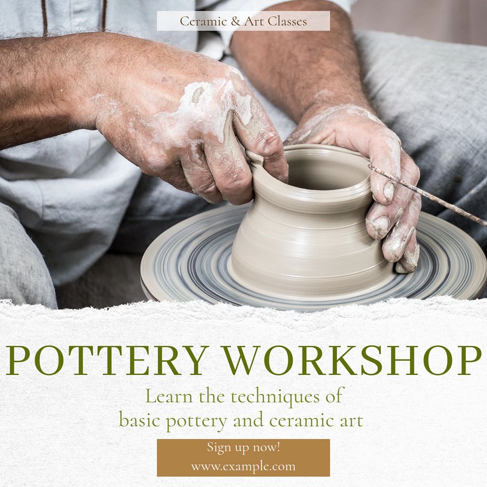 Pottery workshop  Instagram post template, editable text