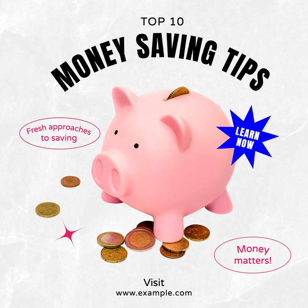 Money saving Instagram post template, editable text