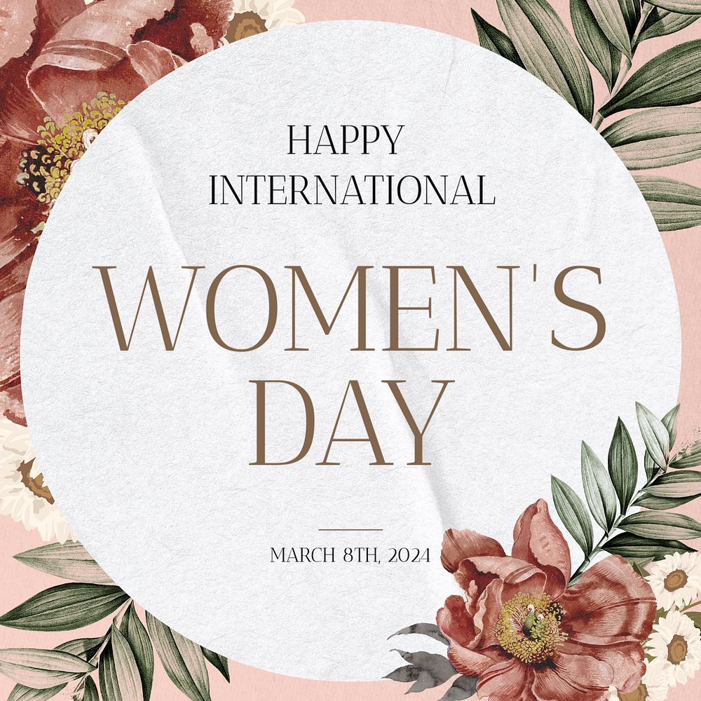 Women's day Instagram post template, editable text