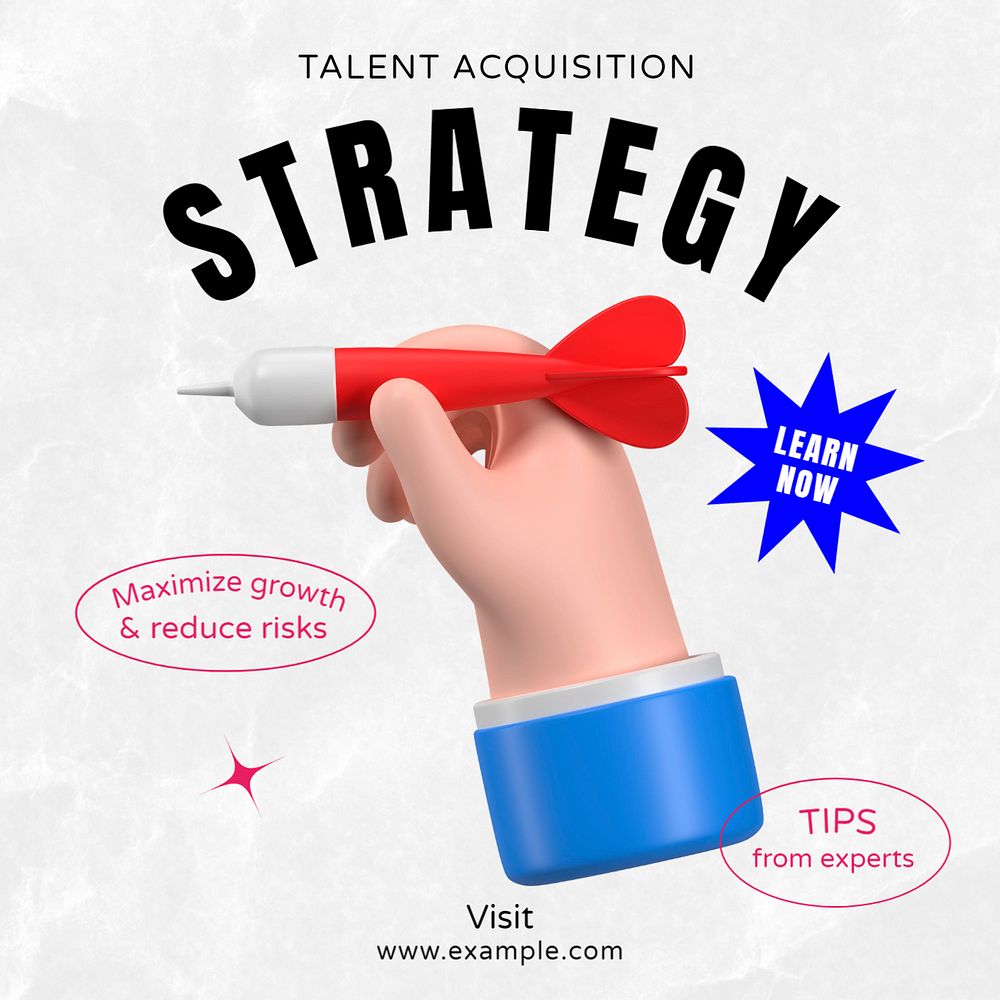 Talent acquisition strategy Instagram post template, editable text