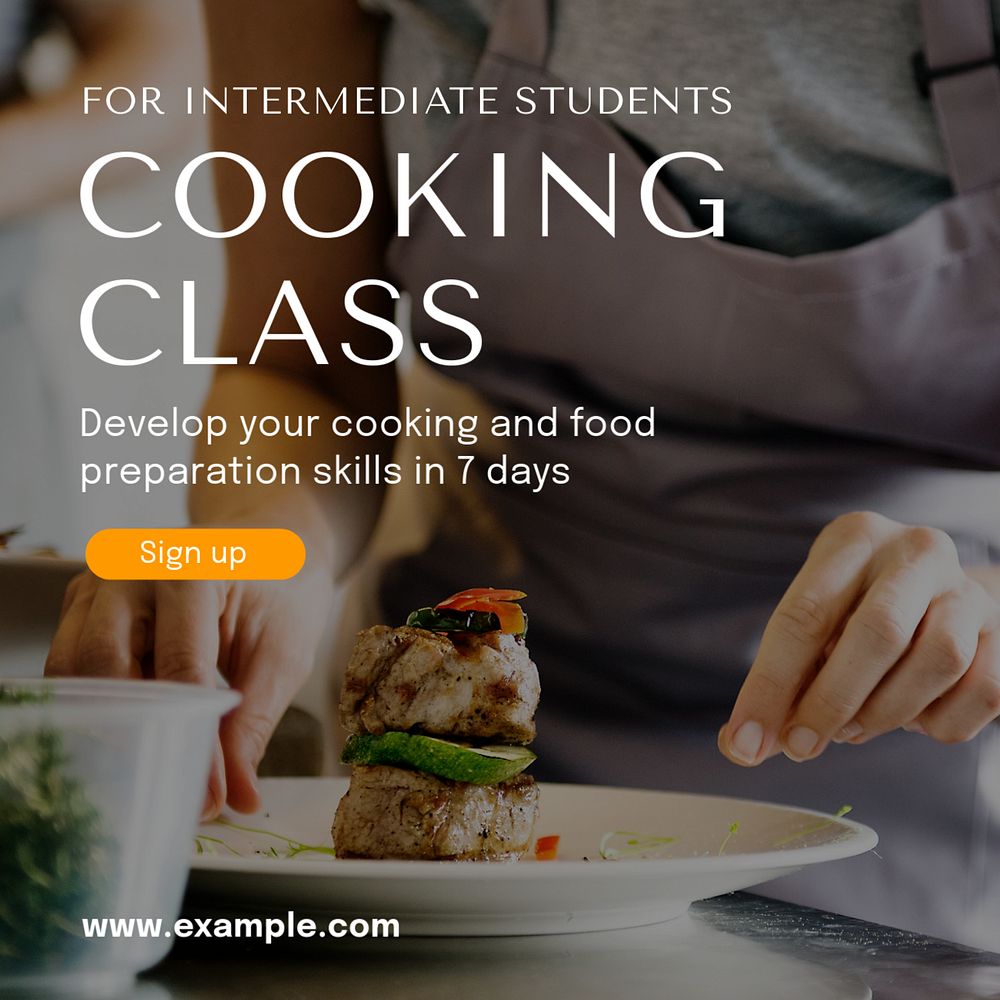 Cooking class  Instagram post template, editable text