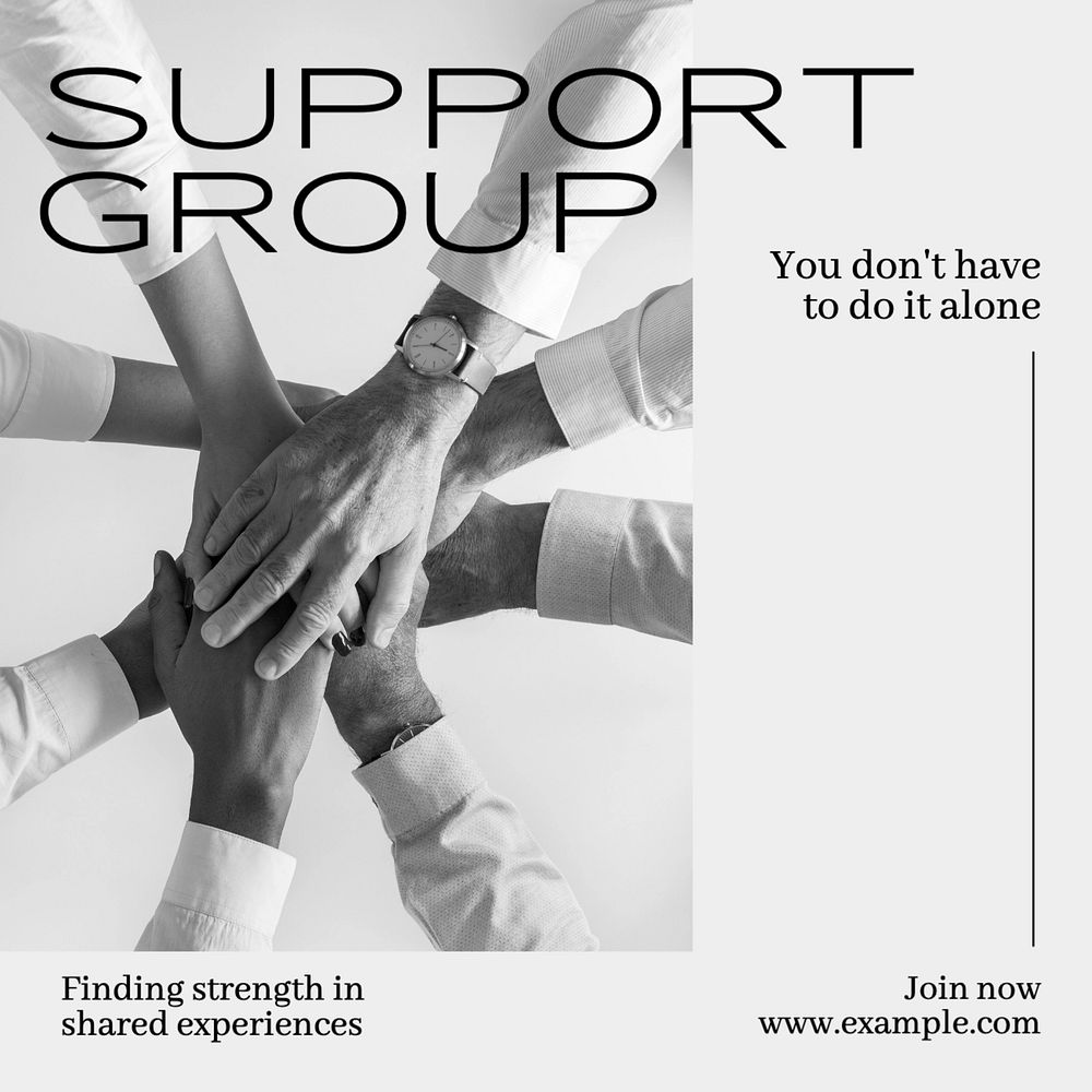 Support group Instagram post template, editable text