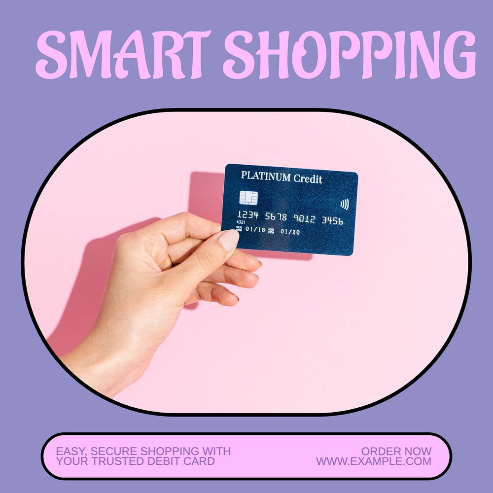 Smart shopping Instagram post template, editable text