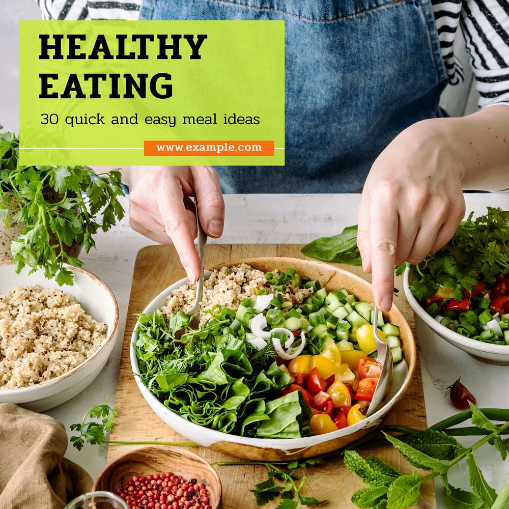 Healthy eating Instagram post template, editable text