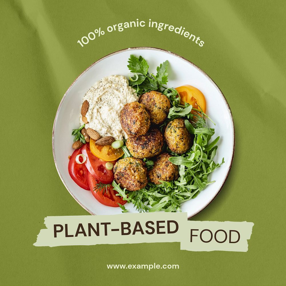 Plant-based food Instagram post template, editable text