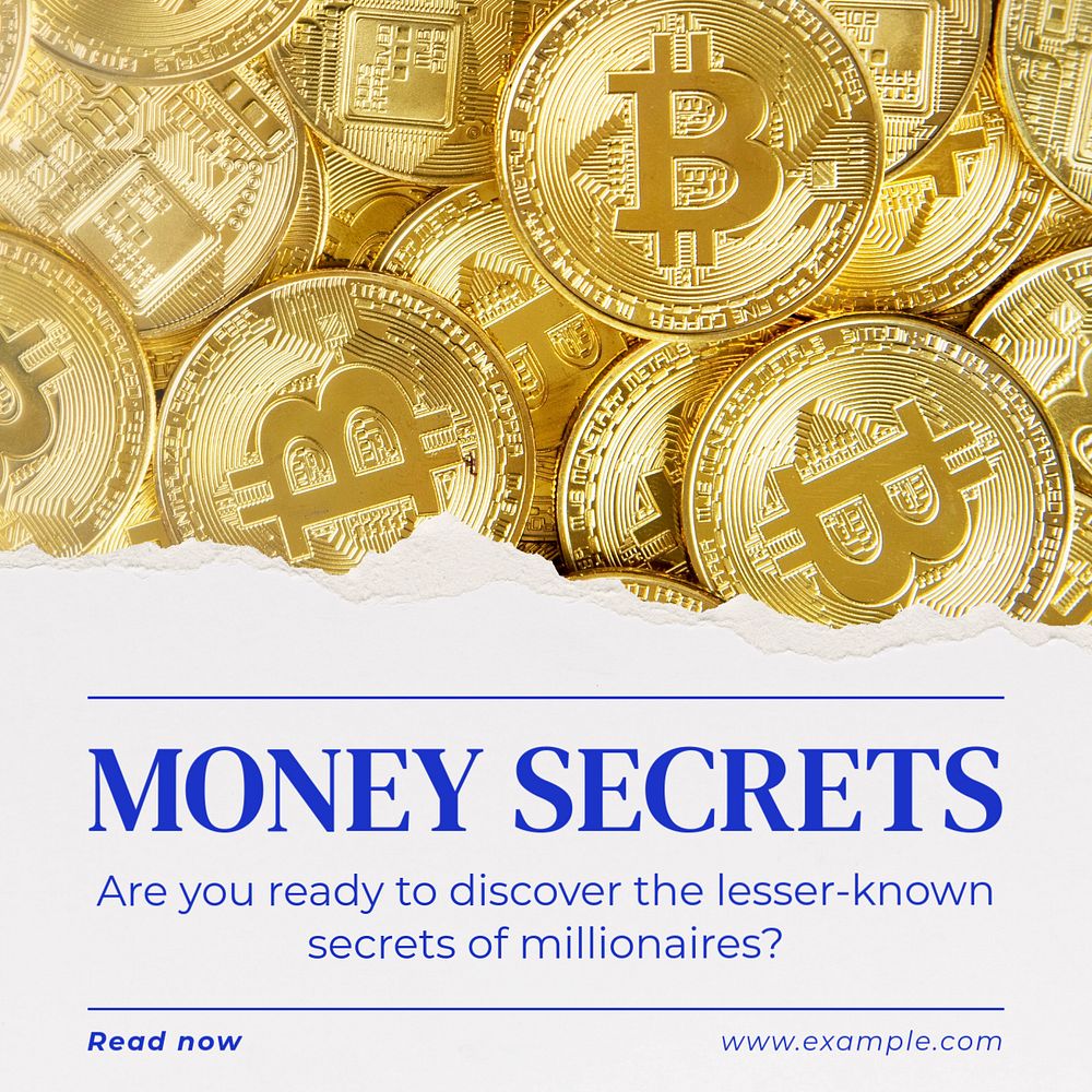 Money secrets Instagram post template, editable text