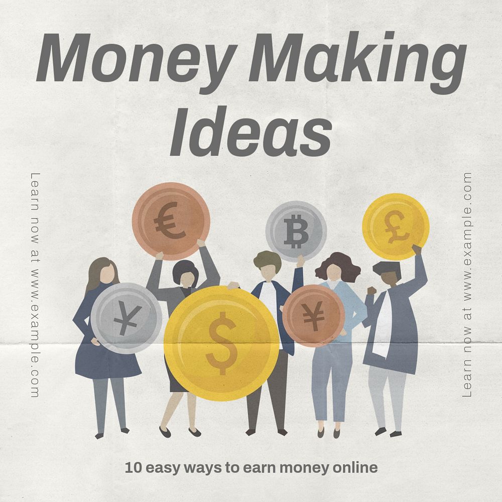 Money making ideas  Instagram post template, editable text